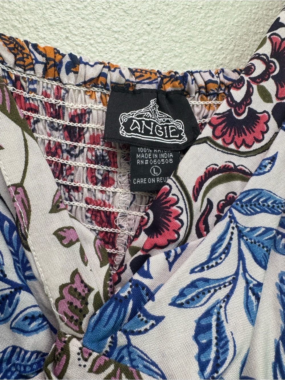 NWT Angie White Mini Dress with Blue and Pink Floral Print,Various Sizes - Picture 6 of 7